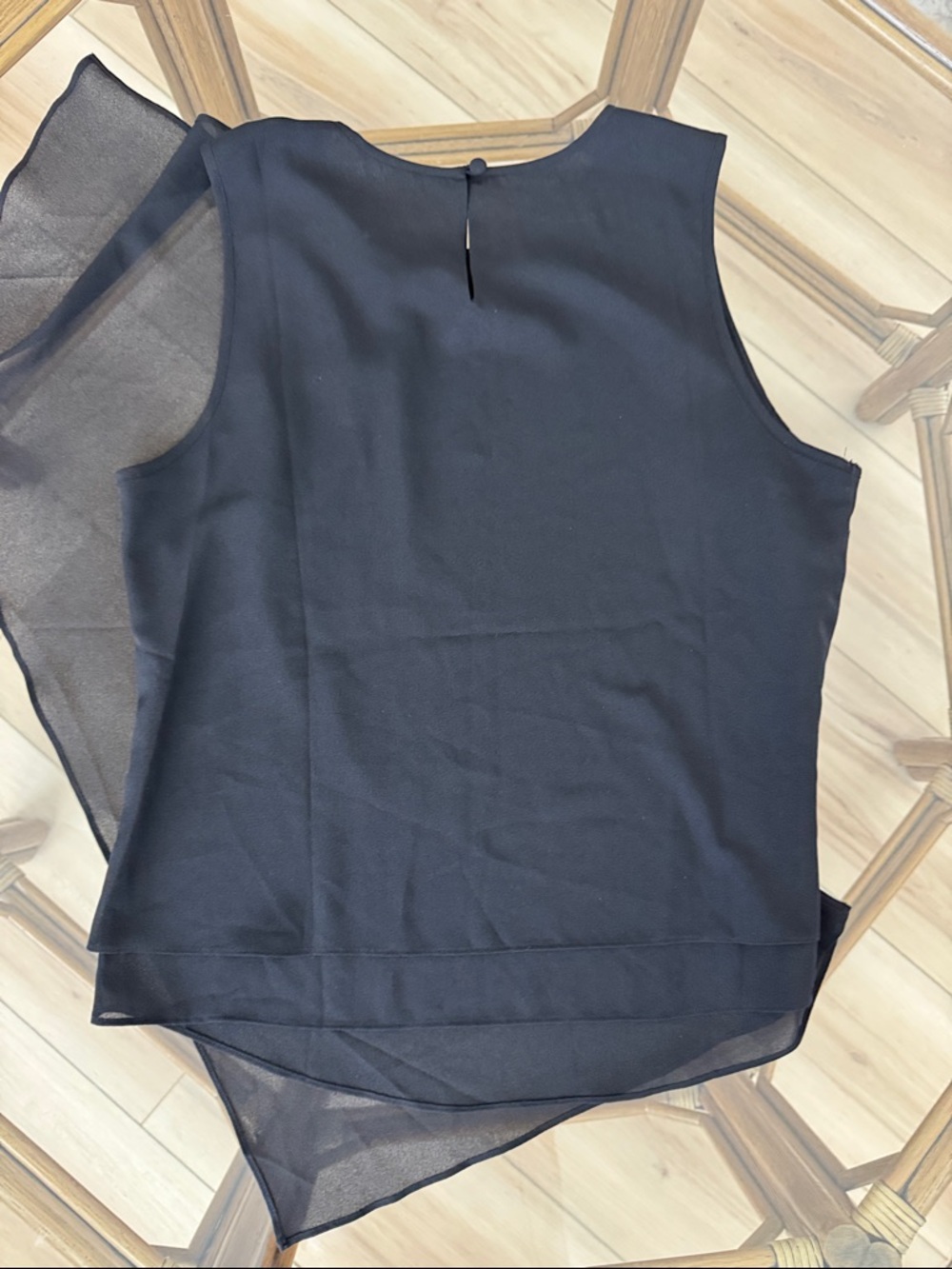 Sleeveless Black Ruffle-Accent Shell Top - Picture 2 of 2